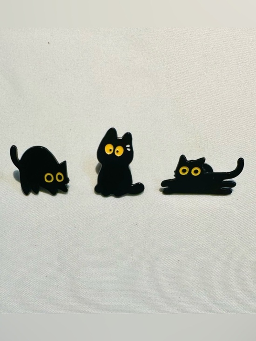 Black Cat Mini Pin Bundle  🐈‍⬛ Cute Kawaii Yellow Eyes Enamel Pins